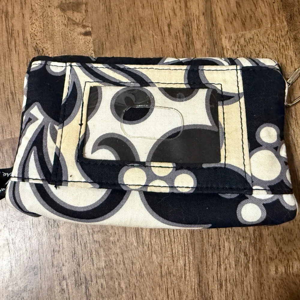 Vera Bradley wallet Coin purse ID Holder black white